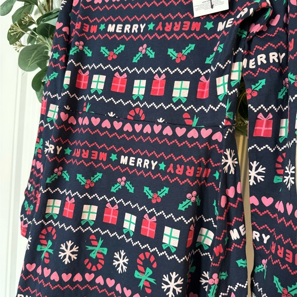 • 10/$25- George Navy Merry Christmas Printed Cotton Dress - Picture 2 of 2
